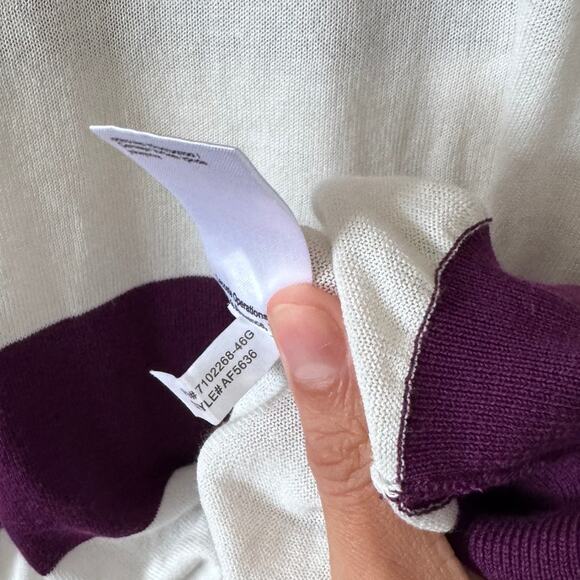 Lacoste Women's 100% Cotton Purple White Orange Stripe Sweater Size 40 (Medium) - Picture 5 of 5